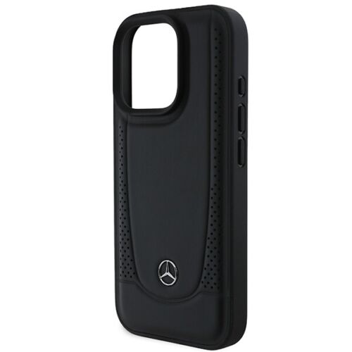 Hülle iPhone 16 Pro Max Mercedes Echtleder schwarz Logo Metall - Bild 6 von 8
