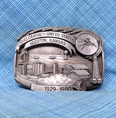 Hugoton KS Gas Capital Mobil Oil Belt Buckle #LE Pegasus 1990 Siskiyou .GMP072 - Picture 6 of 11