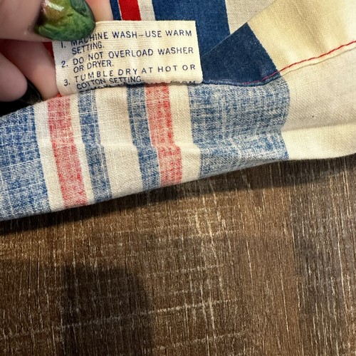 VINTAGE Pacific Double 2 Flat Sheet 2 Pillowcases Set Stripe 70s Retro Red White - Picture 15 of 23