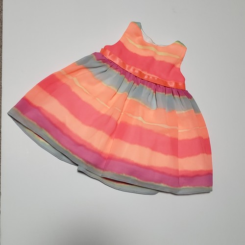 Rare Editions Baby Girls Dress 6M Bright Stripes Orange Pink Purple Sleeveless - Picture 6 of 6