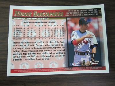 1998 Topps Super Chrome # 34 Nomar Garciaparra 4 x 5-3/4 Jumbo