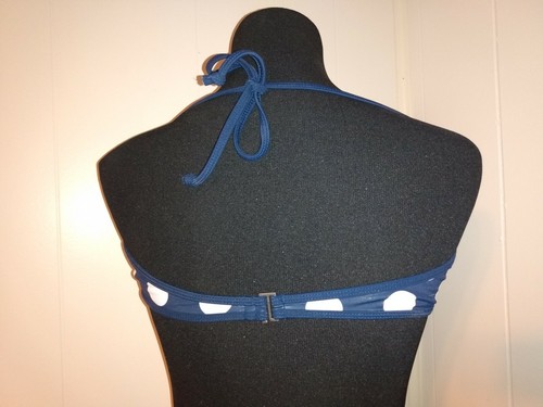 Hollister großes Bikini-Top marineblau & weiße Punkte sportliche Abdeckung Haken zum Binden String - Bild 2 von 7