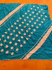 Vintage Echo Silk Scarf 30  Turquoise Dots S56