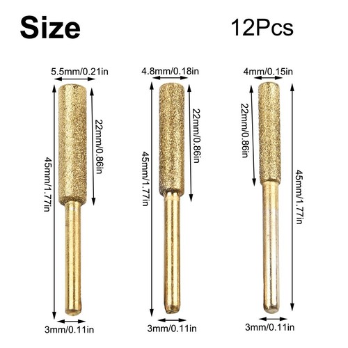 12Pcs Diamond Chainsaw Sharpener, High Hardness Titanium Plated Burr Grinding - Bild 7 von 24