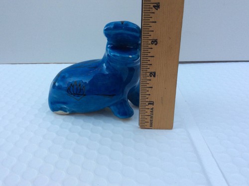 Vintage Blue Porcelain Egyptian Nile Hippopotamus Figurine Made In Italy - Picture 10 of 11