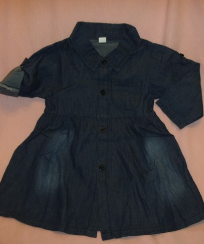 Vestido Denim 2T NIÑAS *NUEVO* Ajustable Enrollable Mangas Largas Botón Abajo Delantero   - Imagen 1 de 5