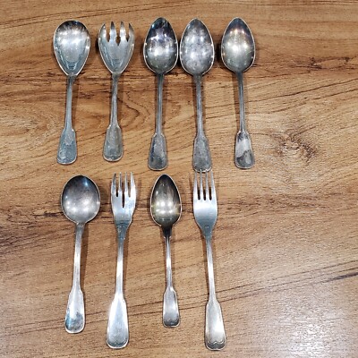 WMF スプーン&フォーク各6本　シルバープレート　ヴィンテージ 9x Vintage WMF Cromargan Germany & WFM 90 Serving Spoons & Fork
