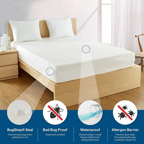 BEDBUG + WATERPROOF Mattress Encasement Zippered HypoAllergenic PROTECTOR Cover - Picture 1 of 35