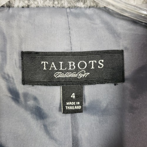 TALBOTS Wool Alpaca Blend Buffalo Plaid Front Zip Jacket Gray Academia Soft Sz 4 - Picture 9 of 10