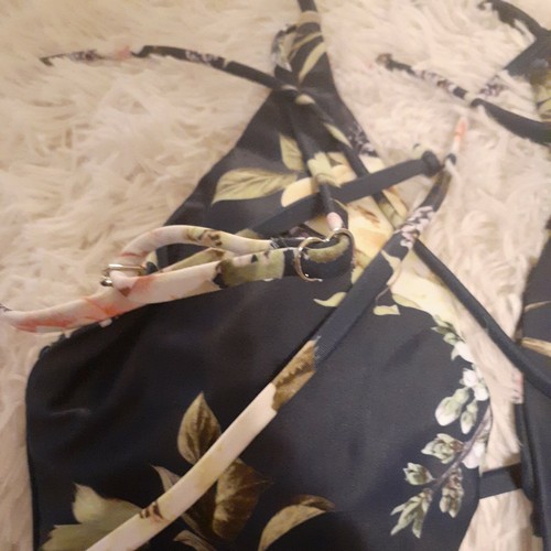 Sexy Zaful Einteiler Badeanzug Gr. S mehrere Tragevarianten Navy Blumen Elasthan - Bild 7 von 11