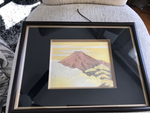Vintage Japanischer Chokin Metall Gravur Kunst Signiert Mt. Fuji Bild gerahmt Kupfer - Bild 2 von 9