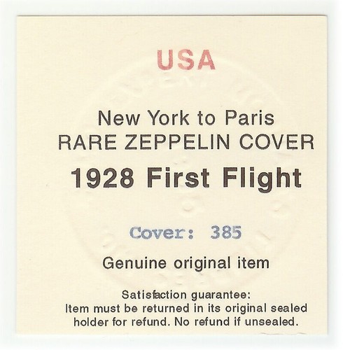 USA postcard - 1928 New York - Paris - RARE ZEPPELIN First flight - cover385 - Picture 3 of 3