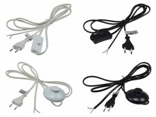 Netzkabel 2m mit Schnurschalter oder Fußschalter, blanke Enden schwarz oder weiß