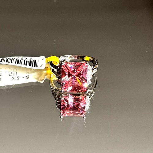 Radiant Cut Pink CZ Stein Cluster Set Silber Hochzeit Jahrestag Ring Größe 8 - Bild 8 von 11