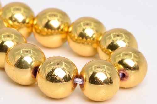Perline ematite oro 18k grado AAA perline sciolte rotonde 2/3/4/6/8/9-10/12 mm - Foto 13 di 15