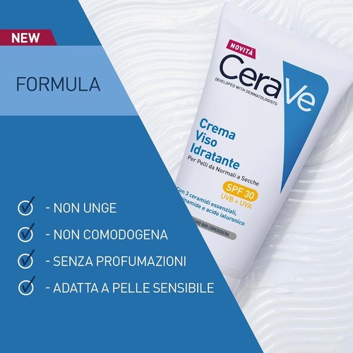 CeraVe Crema Idratante Viso SPF 30, Per Pelli da Normali a Secche, 52 ml - Foto 4 di 24