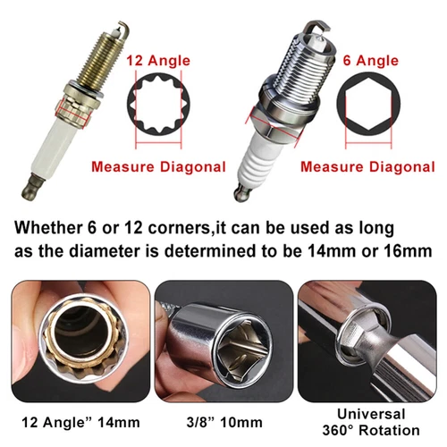 14/16mm Universal Thin Wall Joint Spark Plug Socket Magnetic Wrench Removal Tool - Picture 13 of 20