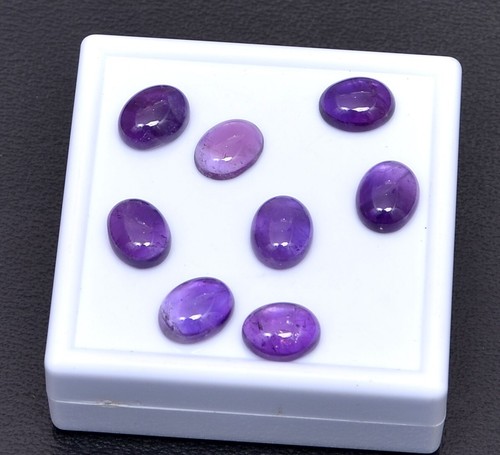 8 Pcs Lot Natural Purple Amethyst Polished Cabochon Loose Gemstone- 19.15 CTS - Picture 3 of 7