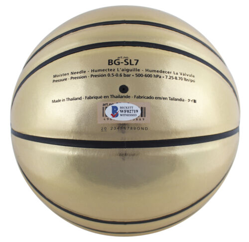 Lakers Magic Johnson & Shaquille O'Neal Signed Gold Molten Basketball BAS Wit - Picture 3 of 3