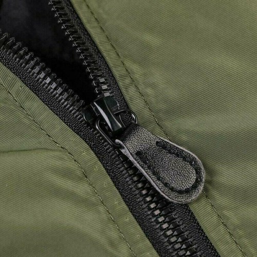 Mode Herren Stehkragen Bomber Motor Jacke lässig schmal Reißverschluss dünne Baumwolle Mäntel - Bild 5 von 9