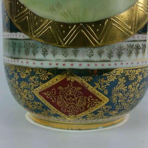Antique Porcelain Portrait Scene Vase with Moriage Austria 11" - Picture 9 of 10