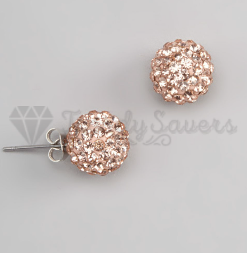 8MM Round 925 Sterling Silver Shamballa Crystal Ball Women Ear Stud Earrings 2x - Picture 44 of 108