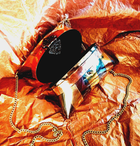 Metal Purse Glittering Show-Stopping Tri-Colored w/ Shoulder Chain. Mint - Picture 5 of 8