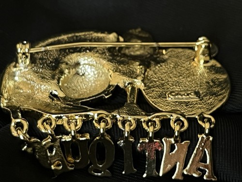 Vintage Antiques Brooch Pin Dangle Charm Letters ANTIQUES by AJC 2" x 2" - Picture 8 of 8
