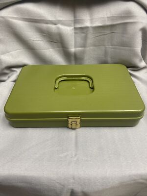 Vintage MCM WIL-HOLD Wilson Thread & Bobbin Storage Box Avocado Green