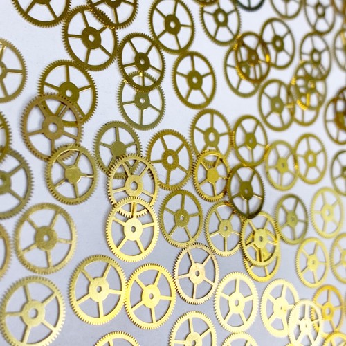 Lotto 100 ruote oro piatto 8 mm parte artistica alterata ingranaggio orologiai steampunk - Foto 4 di 6