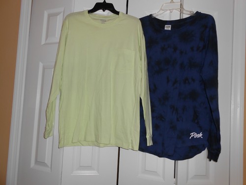 Women~VICTORIA'S SECRET~PINK~2PC~PULLOVER~LOGO~100%Cotton~Crew Neck~Tops Size M - Picture 2 of 4
