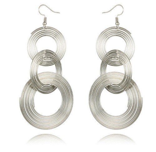 gold / silver earrings hoop dangle drop earrings - Picture 6 of 6