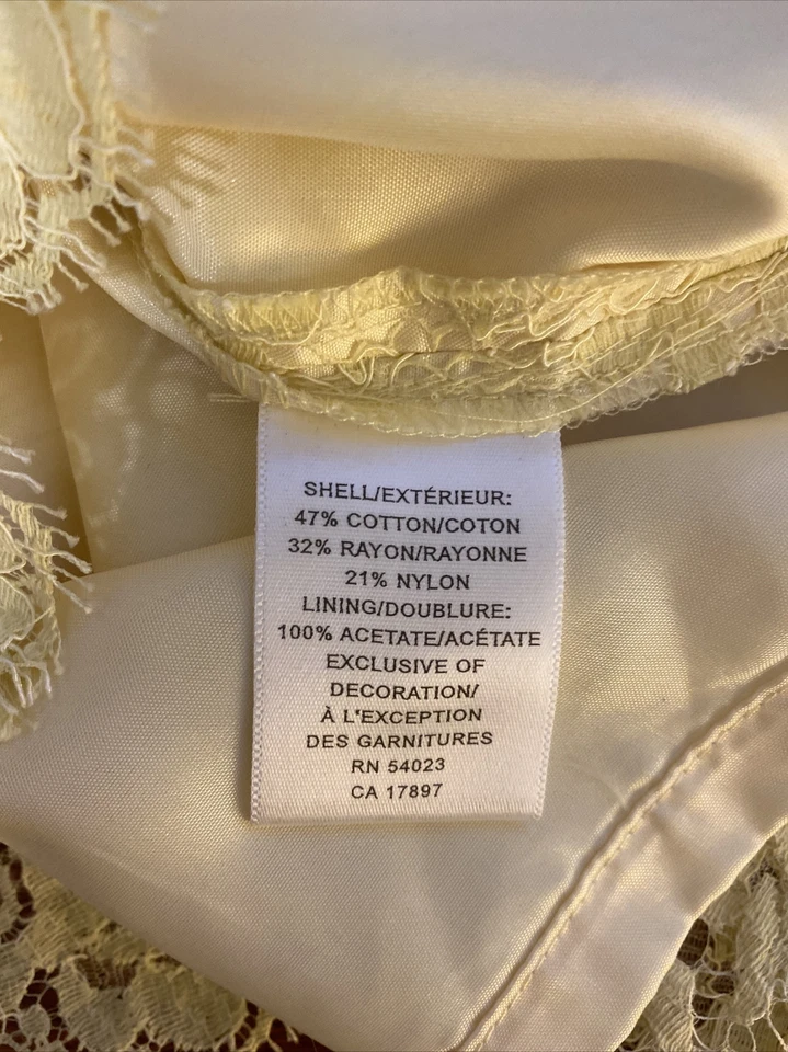 Banana Republic Size 4 Yellow w/Lace Trim Sleeveless Knee-Length A-Line Dress - Image 4 of 4