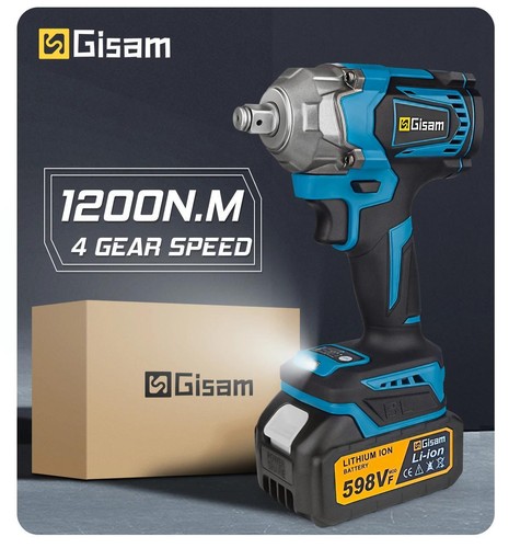 Gisam 1200n.m Brushless Elektro Schlagschrauber 1/2 Zoll Schrauber Akku - Bild 12 von 29