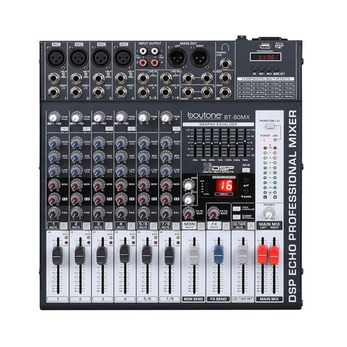 Boytone BT-80MX, 8 - Channel Bluetooth Audio Mixer - DJ Sound Controller, USB... - Picture 2 of 7