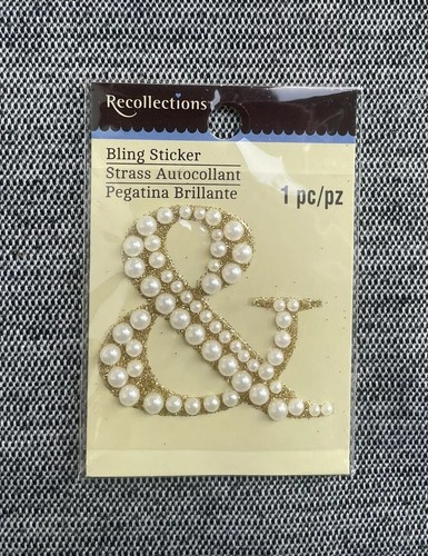 Lot of 2 NEW Recollections Bling Stickers Letter A Ampersand & Gold Pearls 2" - Picture 3 of 4