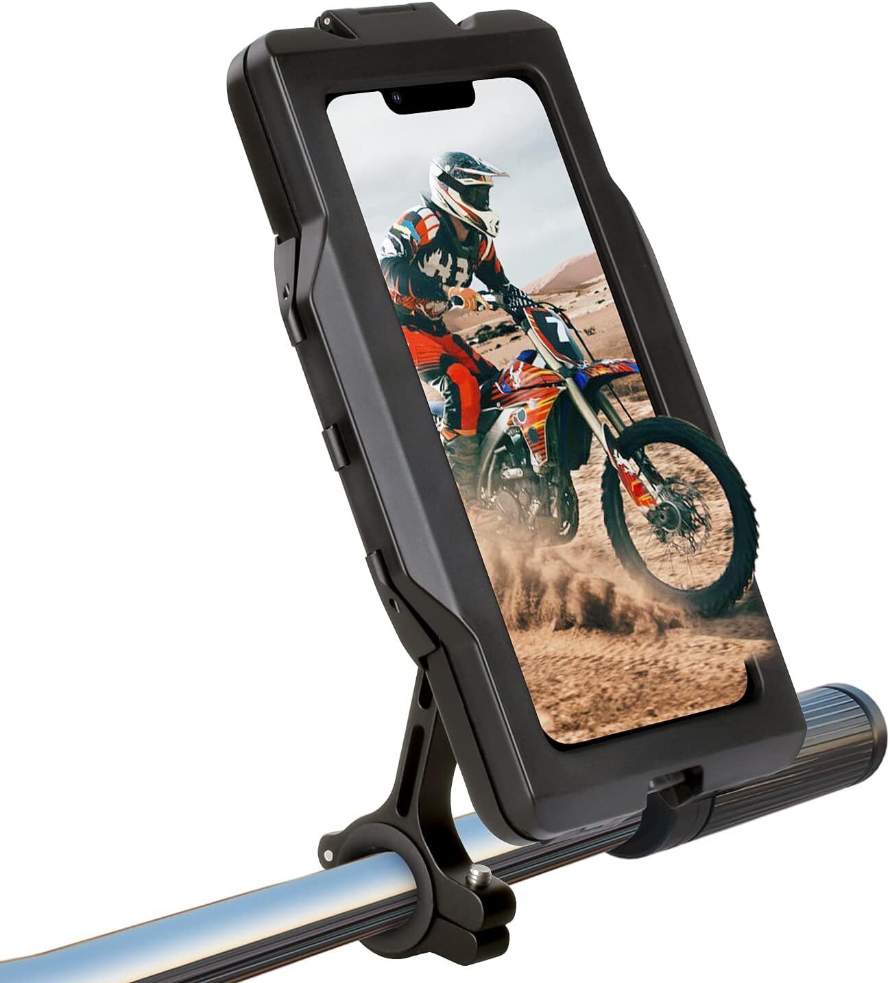 Motorcycle Phone Mount Metal Waterproof Bike Phone Holder Mount 360 Rotation