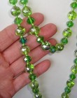 Artisan Designed 48" Necklace Green Silver Metalic Glass Beads, Faceted Spacers