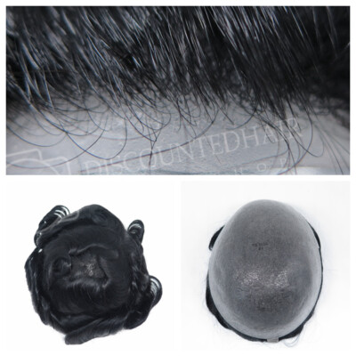 Natural Thin Skin Human Hair Replacement System Mens Toupee Hairpieces 8x10 #1