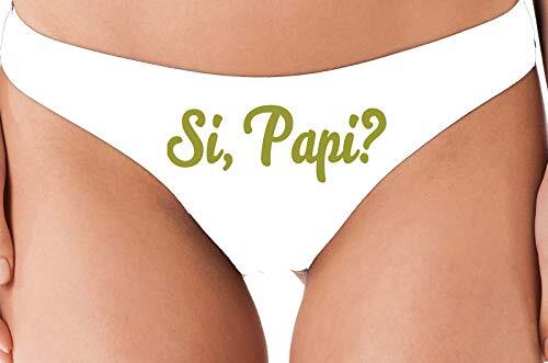 Knaughty Knickers Si Papi Yes Daddy DDLG Spanish Sexy Latina White Thong Panties - Picture 1 of 16
