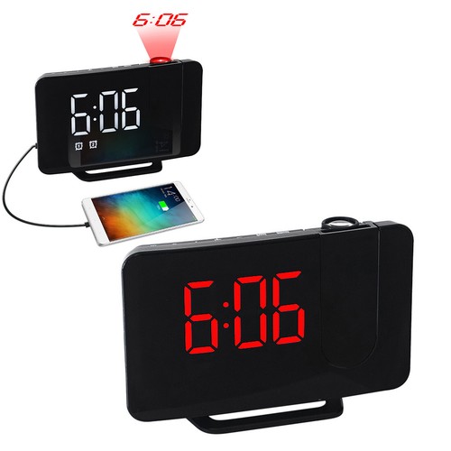 7In Projection Alarm Clock Snooze Digital LED Display Dual Alarm Clock FM Radio - Picture 22 of 25