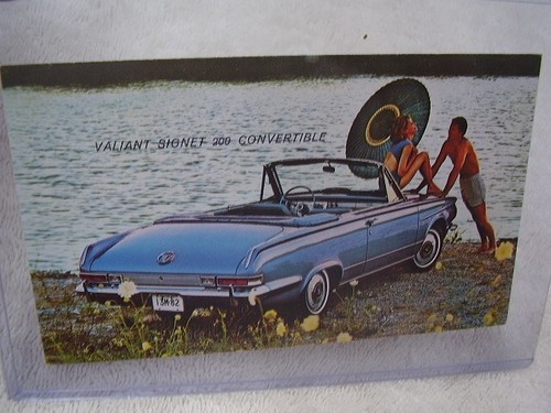 1963 PLYMOUTH VALIANT  200 CONVERTIBLE DEALER POSTCARD UNUSED ORIGINAL