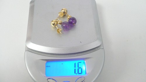 Pendientes colgantes Estate de amatista natural 14K 3/4”, 1,7 gramos. - Imagen 5 de 8