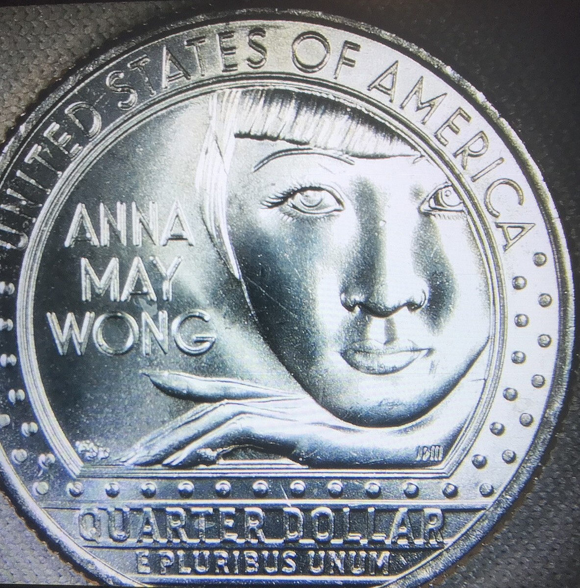 2022 Anna May Wong Quarter Cud Error Under Little Finger