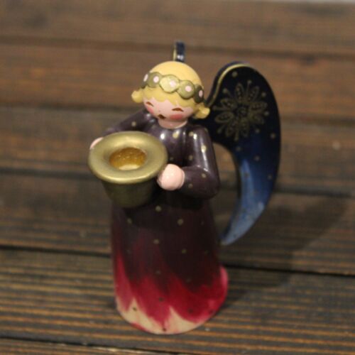 WENDT & KÜHN Angel: Richly Painted Angel Candle Holder Small Erzgebirge 3.5 in. - Picture 2 of 13