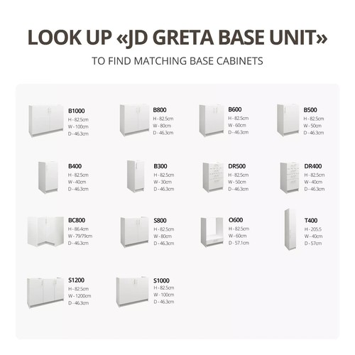 JD Greta NOT Adjustable Kitchen Base Unit 600mm - White Matt (With Worktop) - Picture 5 of 8