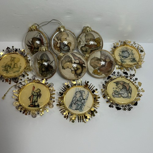 5 Vintage Hummel Gold & 6 runde Kunststoff Weihnachtsschmuck Kugeln West Germany - Bild 2 von 9
