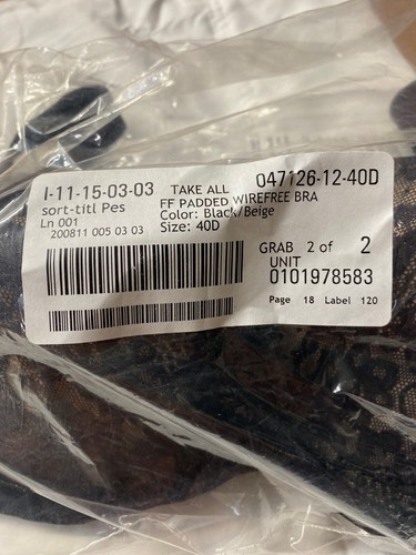 Vanity Fair Full Figure Padded Wirefree Bra 40D Lace Black  - Picture 7 of 7