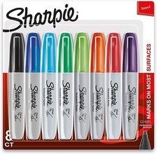 New ! SHARPIE Permanent Markers, Chisel Tip, Classic Colors, 8 Count