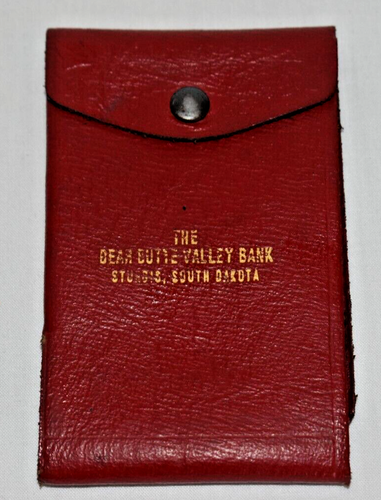Cartera vintage años 50 Bear Butte Valley Bank Sturgis, Dakota del Sur cuero de vaca - Imagen 1 de 6